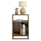 Blue / Walnut Turntable Stand with 3 Open Cubbies and Metal Base for 1–2 Person