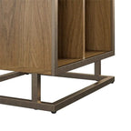Blue / Walnut Turntable Stand with 3 Open Cubbies and Metal Base for 1–2 Person