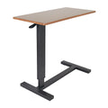 Black Oak Rolling C-Shape Adjustable Height Sofa Side Table for 1 Person