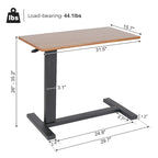 Black Oak Rolling C-Shape Adjustable Height Sofa Side Table for 1 Person