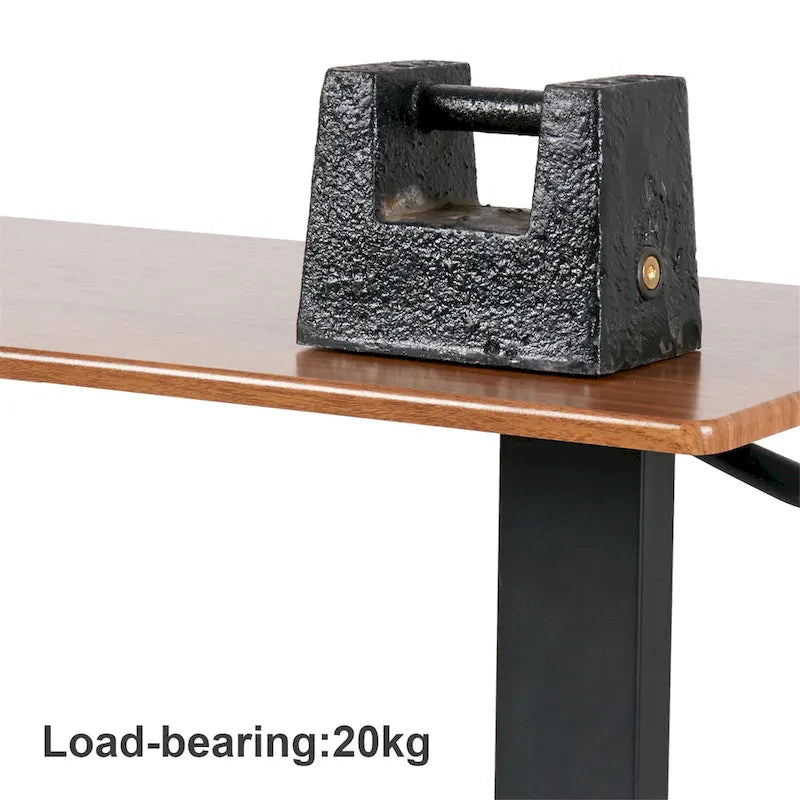 Black Oak Rolling C-Shape Adjustable Height Sofa Side Table for 1 Person
