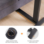 Black Oak Rolling C-Shape Adjustable Height Sofa Side Table for 1 Person