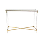 Silver / Gold X-Base Console Table with Mirror Top and Acrylic Legs for 1–2 Person