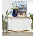 Silver / Gold X-Base Console Table with Mirror Top and Acrylic Legs for 1–2 Person