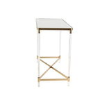 Silver / Gold X-Base Console Table with Mirror Top and Acrylic Legs for 1–2 Person