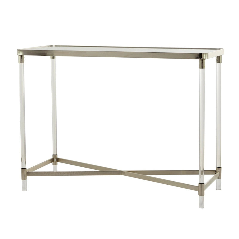 Silver / Gold X-Base Console Table with Mirror Top and Acrylic Legs for 1–2 Person