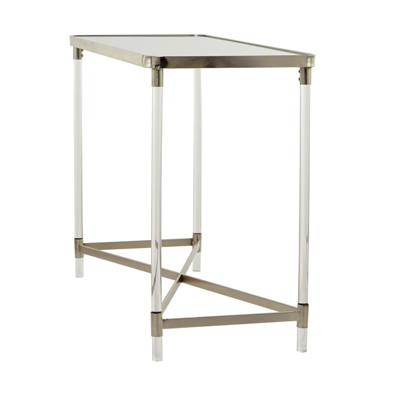 Silver / Gold X-Base Console Table with Mirror Top and Acrylic Legs for 1–2 Person