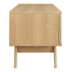 Oak / Walnut MDF TV Stand with Rattan Sliding Door and Cable Management for 1 Person