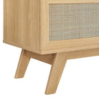 Oak / Walnut MDF TV Stand with Rattan Sliding Door and Cable Management for 1 Person
