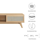 Oak / Walnut MDF TV Stand with Rattan Sliding Door and Cable Management for 1 Person