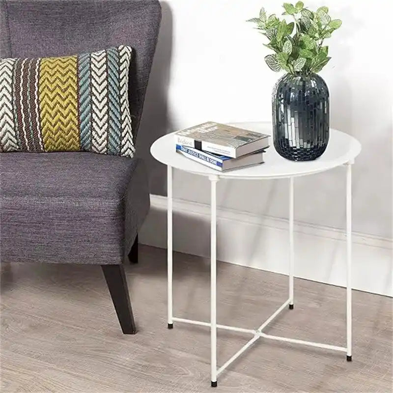 Grey / White / Pink / Purple Folding Metal Tray Side Table for Indoor and Outdoor Use for 1 Person