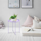 Grey / White / Pink / Purple Folding Metal Tray Side Table for Indoor and Outdoor Use for 1 Person