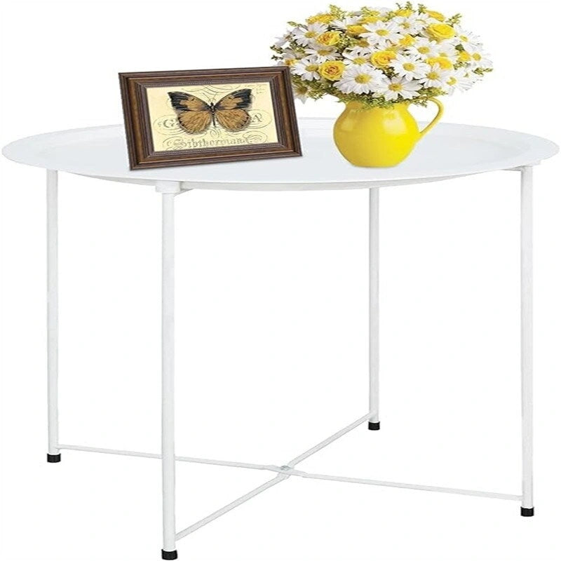 Grey / White / Pink / Purple Folding Metal Tray Side Table for Indoor and Outdoor Use for 1 Person