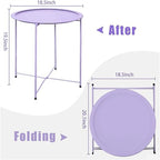 Grey / White / Pink / Purple Folding Metal Tray Side Table for Indoor and Outdoor Use for 1 Person