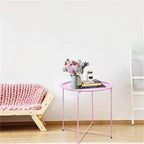 Grey / White / Pink / Purple Folding Metal Tray Side Table for Indoor and Outdoor Use for 1 Person