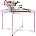 Grey / White / Pink / Purple Folding Metal Tray Side Table for Indoor and Outdoor Use for 1 Person