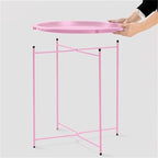 Grey / White / Pink / Purple Folding Metal Tray Side Table for Indoor and Outdoor Use for 1 Person