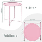 Grey / White / Pink / Purple Folding Metal Tray Side Table for Indoor and Outdoor Use for 1 Person