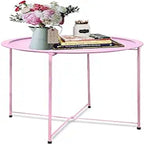 Grey / White / Pink / Purple Folding Metal Tray Side Table for Indoor and Outdoor Use for 1 Person