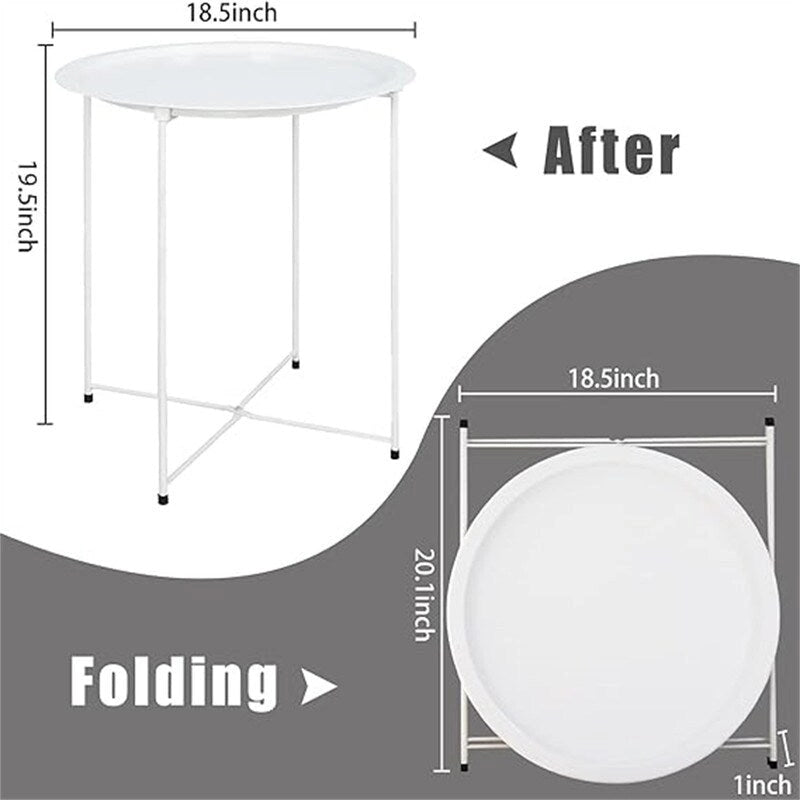 Grey / White / Pink / Purple Folding Metal Tray Side Table for Indoor and Outdoor Use for 1 Person