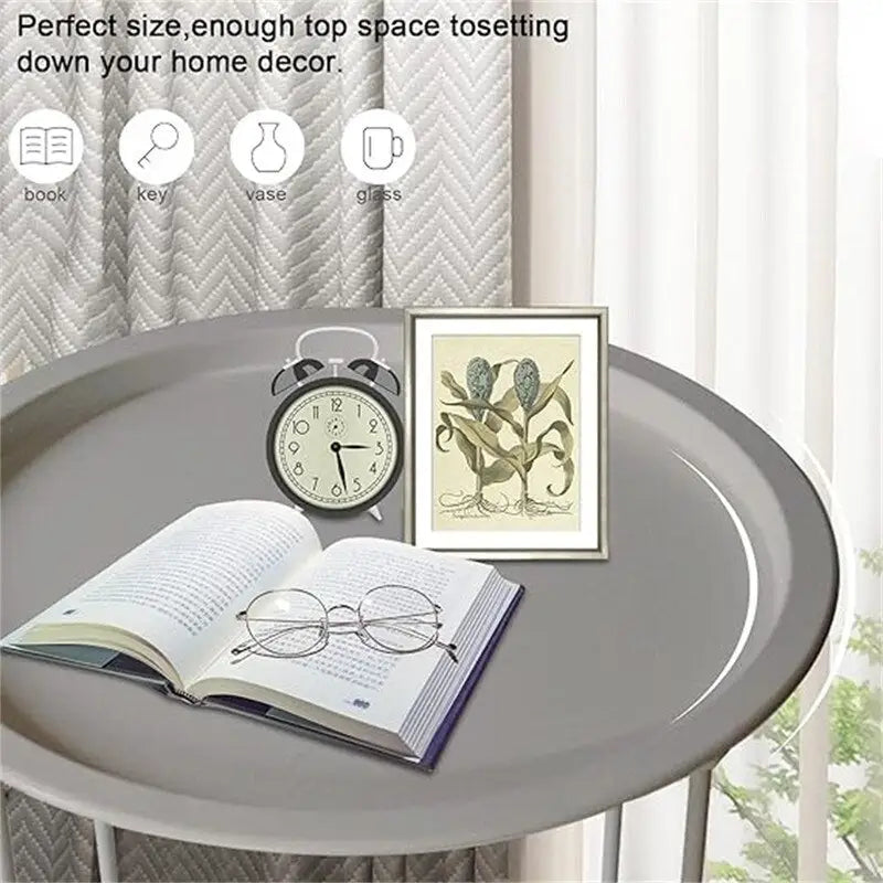 Grey / White / Pink / Purple Folding Metal Tray Side Table for Indoor and Outdoor Use for 1 Person
