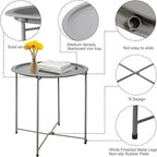 Grey / White / Pink / Purple Folding Metal Tray Side Table for Indoor and Outdoor Use for 1 Person