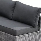 Ovios Venedig 11-teiliges Outdoor-Gartenmöbelset aus Korbgeflecht mit Metall-Feuerstelle, Drehstühlen und Kissen