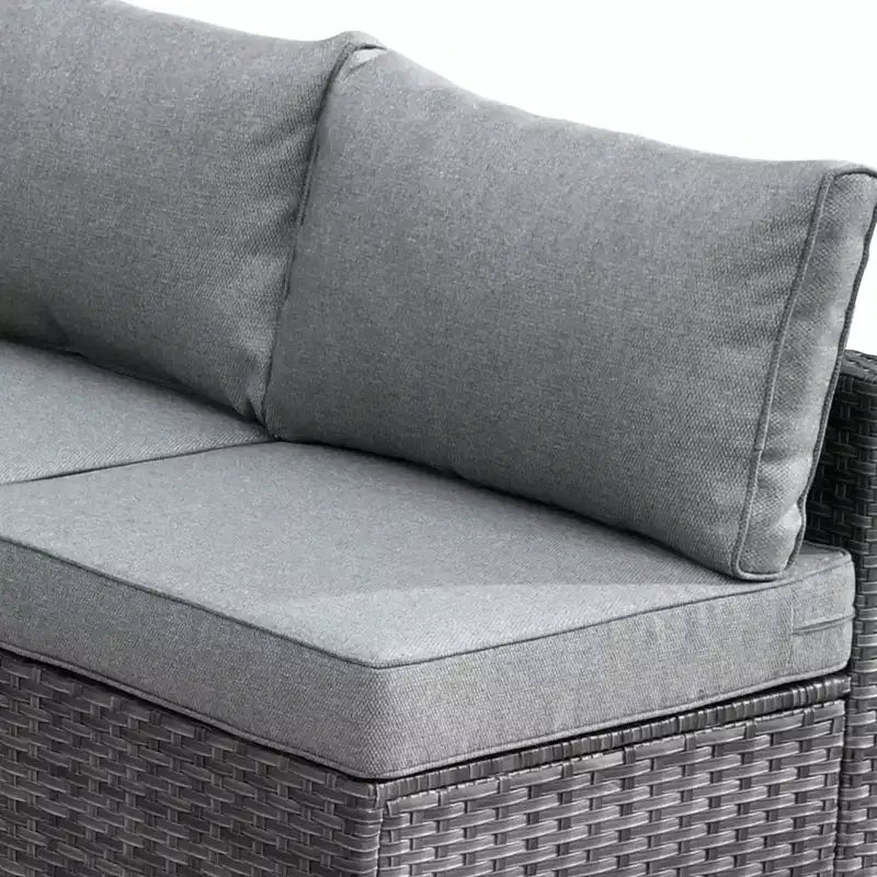 Ovios Venice 9-teiliges Gartenmöbelset aus Korbgeflecht, Konversationssofa, Sektionalsofa mit Drehsessel und Kissen