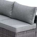 Ovios Venice 9-teiliges Gartenmöbelset aus Korbgeflecht, Konversationssofa, Sektionalsofa mit Drehsessel und Kissen