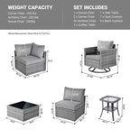 Ovios Venice 9-teiliges Gartenmöbelset aus Korbgeflecht, Konversationssofa, Sektionalsofa mit Drehsessel und Kissen