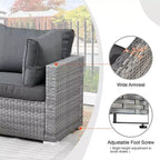 Ovios Venice 9-teiliges Gartenmöbelset aus Korbgeflecht, Konversationssofa, Sektionalsofa mit Drehsessel und Kissen