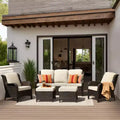 Ovios Orlando 5pc Gray Wicker Outdoor Patio Furniture Conversation Sofa Set with Cushions