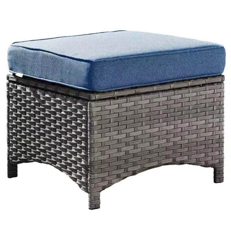 Ovios Orlando 7-teilige Lounge-Garnitur aus grauem Rattan für den Außenbereich mit Kissen