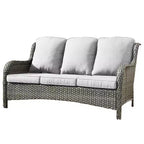 Ovios Orlando 7-teilige Lounge-Garnitur aus grauem Rattan für den Außenbereich mit Kissen