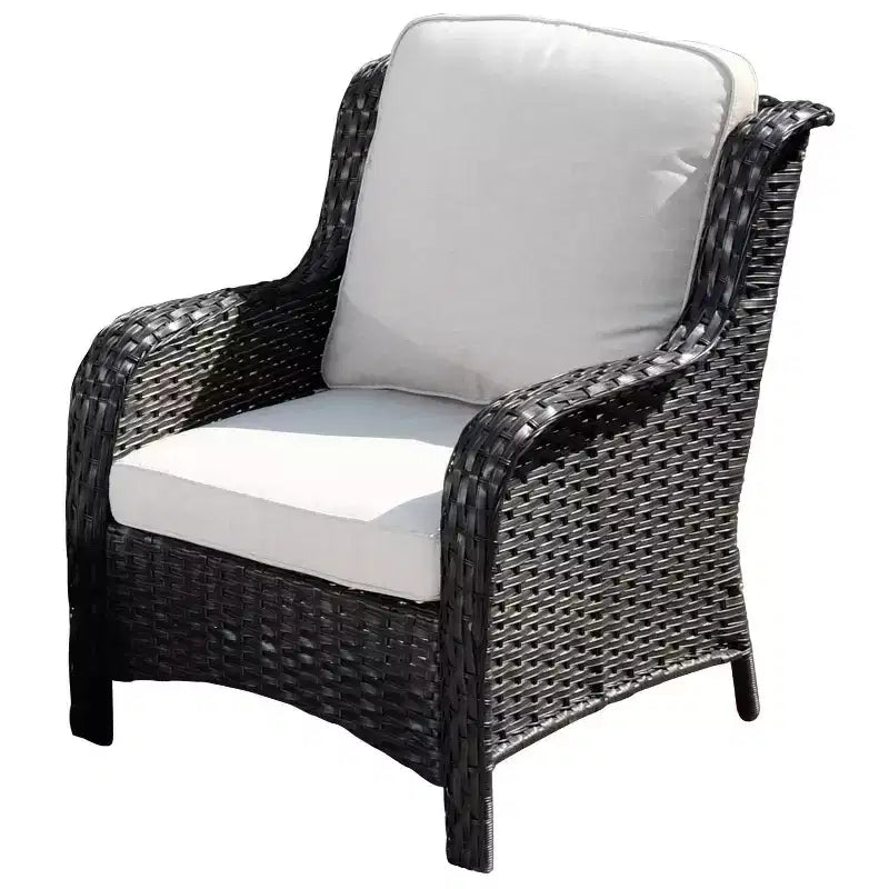 Ovios Orlando 7-teilige Lounge-Garnitur aus grauem Rattan für den Außenbereich mit Kissen