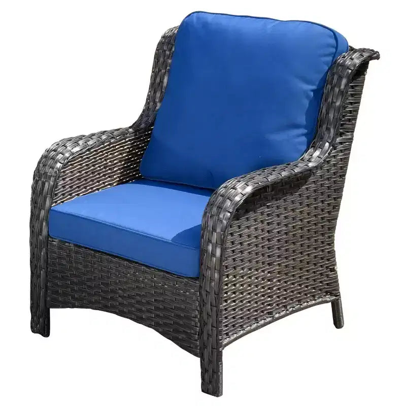 Ovios Orlando 7-teilige Lounge-Garnitur aus grauem Rattan für den Außenbereich mit Kissen