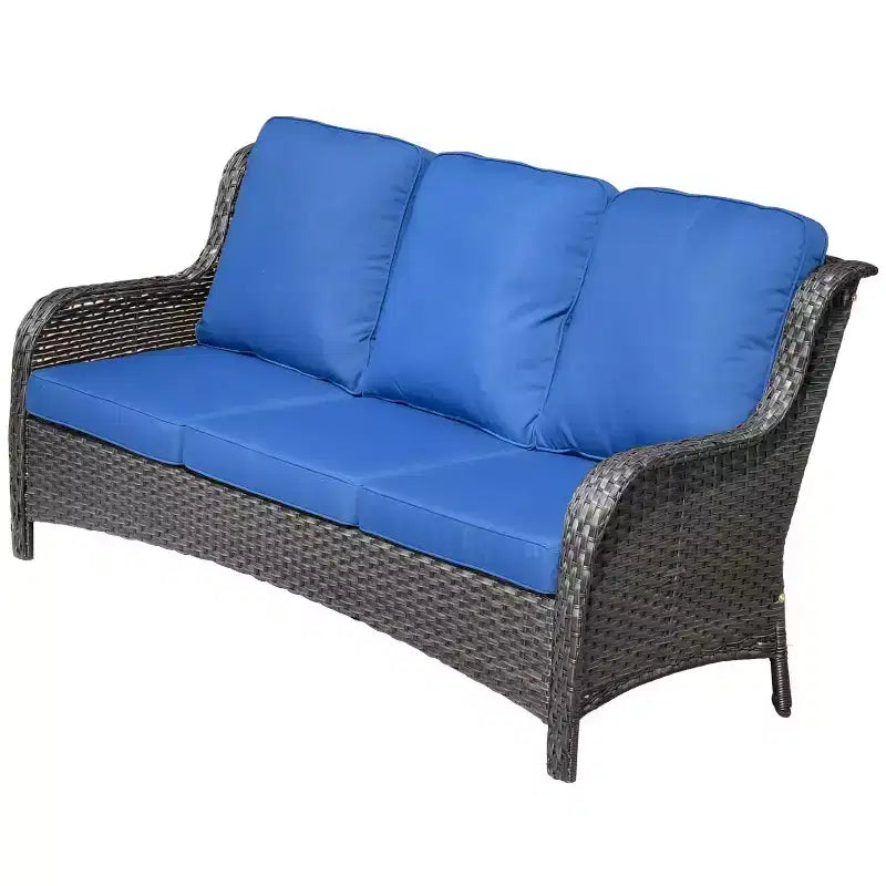 Ovios Orlando 7-teilige Lounge-Garnitur aus grauem Rattan für den Außenbereich mit Kissen