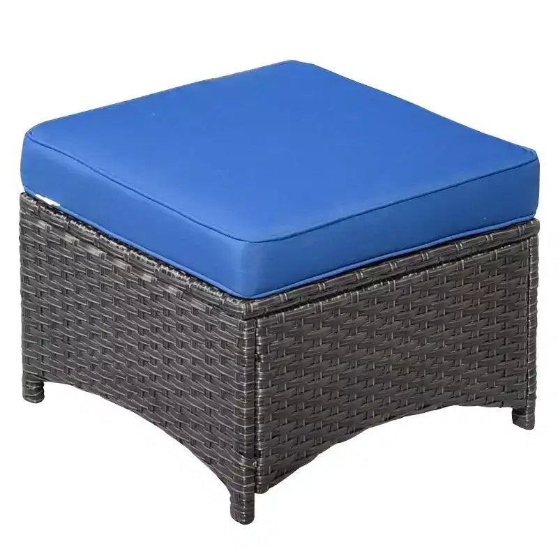 Ovios Orlando 7-teilige Lounge-Garnitur aus grauem Rattan für den Außenbereich mit Kissen