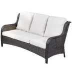 Ovios Orlando 7-teilige Lounge-Garnitur aus grauem Rattan für den Außenbereich mit Kissen