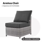 Tenaya 13-teiliges Korbmöbel-Set für den Außenbereich Konversationssofa mit Metall-Feuerstelle und Polstern