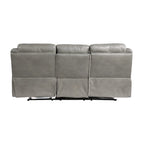 Gray Faux Leather Dual Manual Reclining Loveseat with Center Console, Cup Holders and USB Ports for 2 Person
