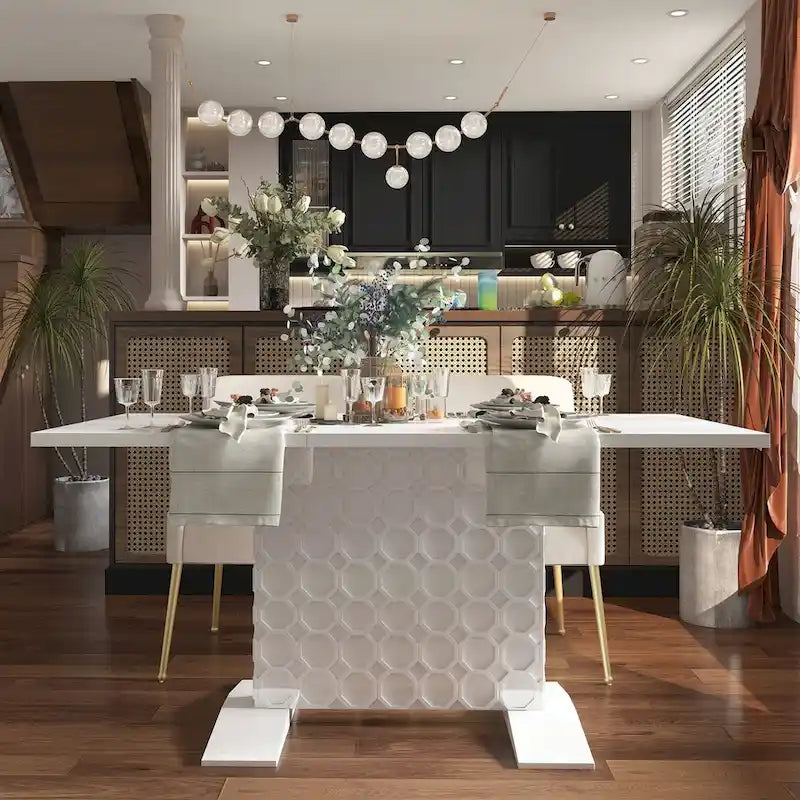 White / Black High-Gloss Expandable Dining Table for up to 6 Person
