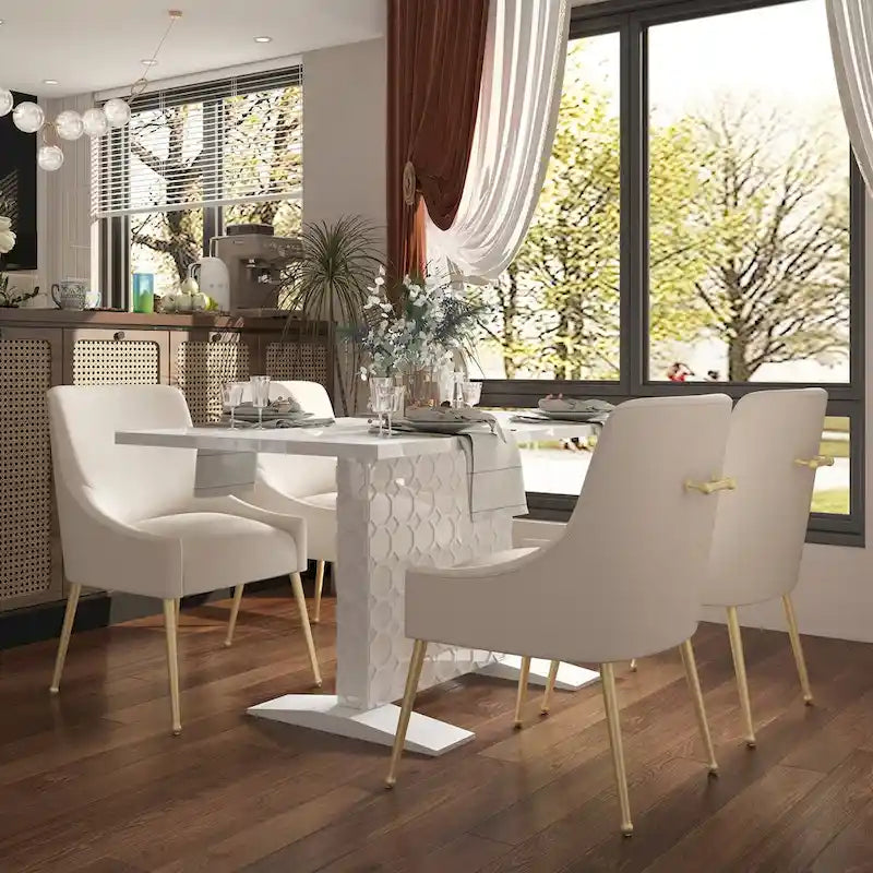 White / Black High-Gloss Expandable Dining Table for up to 6 Person