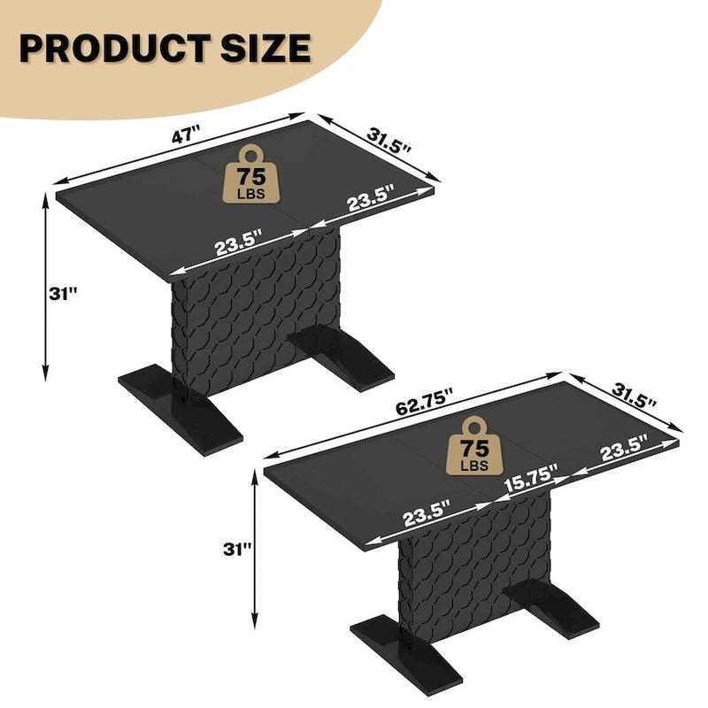 White / Black High-Gloss Expandable Dining Table for up to 6 Person