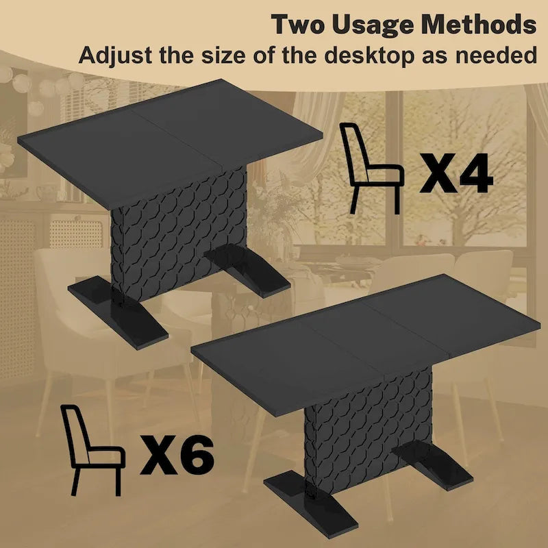 White / Black High-Gloss Expandable Dining Table for up to 6 Person