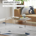Clear Acrylic Waterfall Rectangle Coffee Table / Side Table for 1–2 Person, 32"