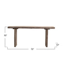 Konsolentisch aus naturbelassenem Altholz mit schwarzen Metallbeinen für 1–2 Personen, 72"