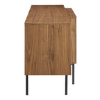 Walnut Veneer Sideboard Credenza with Sliding Doors for 1–4 Person Dining Room