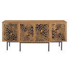 Walnut Veneer Sideboard Credenza with Sliding Doors for 1–4 Person Dining Room