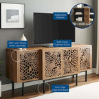 Walnut Veneer Sideboard Credenza with Sliding Doors for 1–4 Person Dining Room